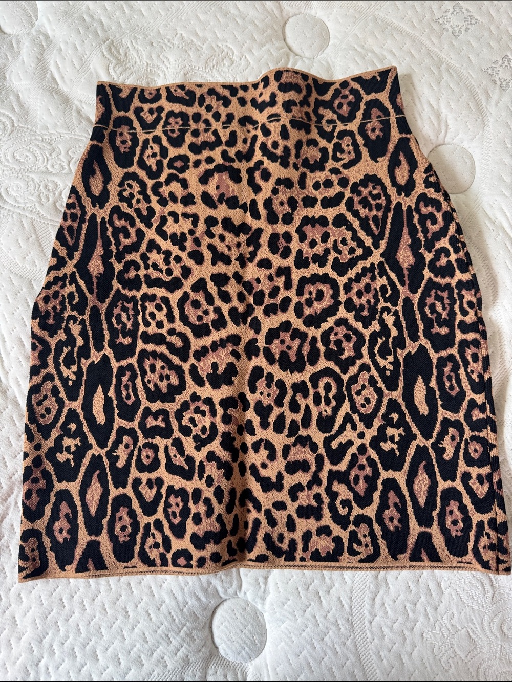 BCBGMaxAzria Leopard Jacquard Pencil Skirt in Black and Tan